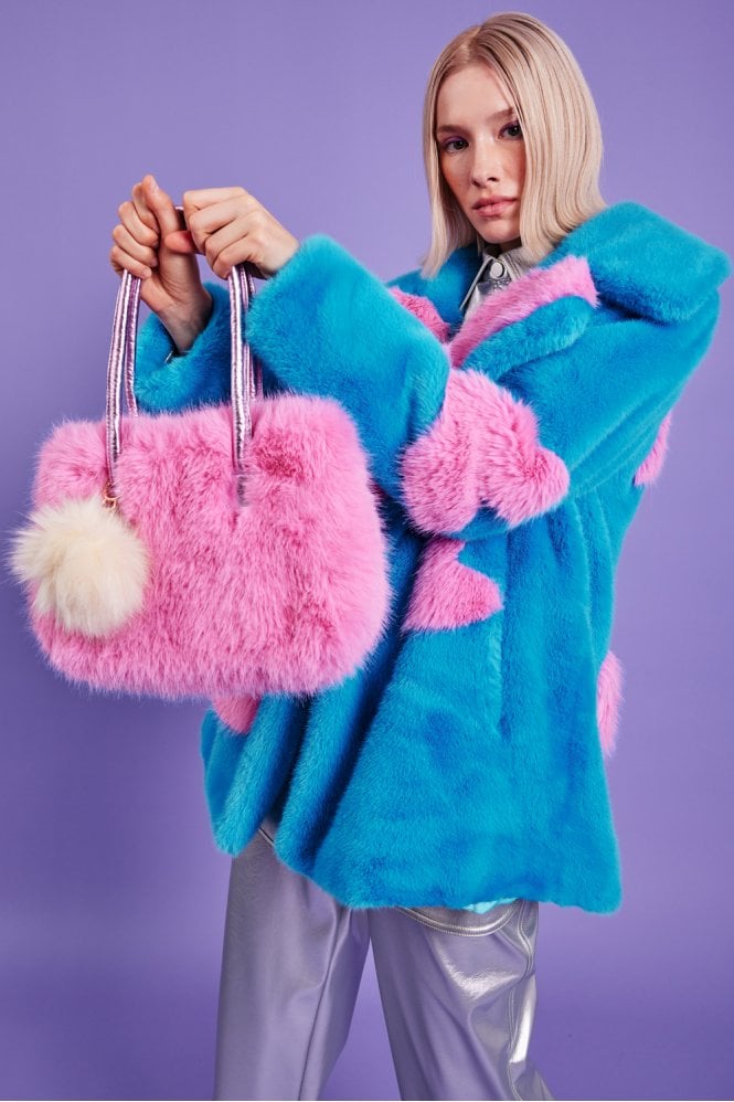JAYLEY White Luxury Faux Fur Pom Bag Charms