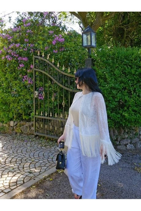 White Silk Devore Cape