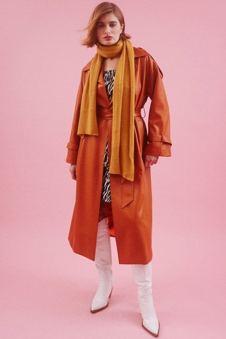 Yellow Cashmere Blend Cable Knit Wrap