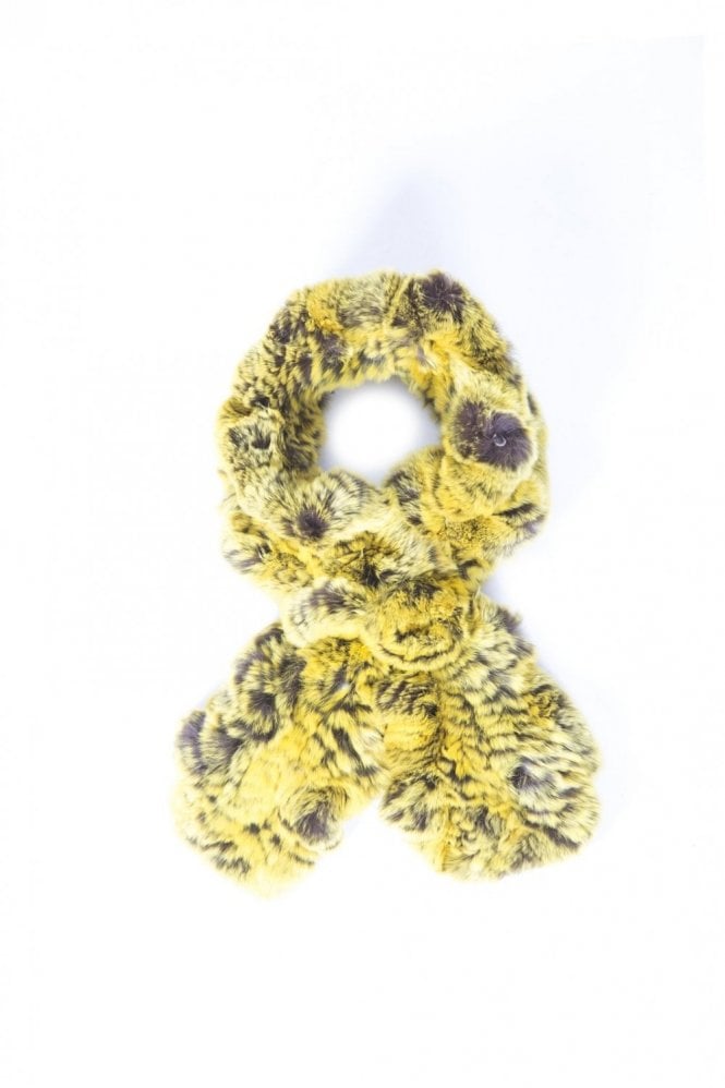 JAYLEY Yellow Coney Fur Loop Scarf