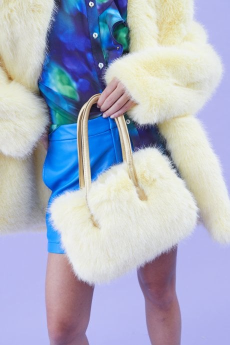 Yellow Eco Bamboo Faux Fur Tote Bag