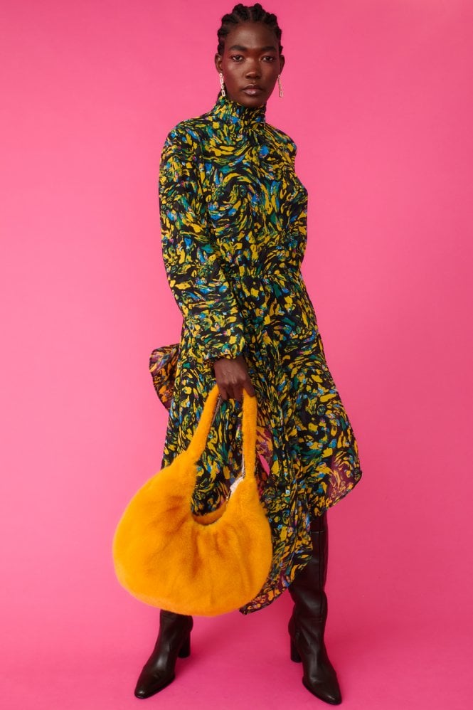 JAYLEY Yellow Faux Fur Bag