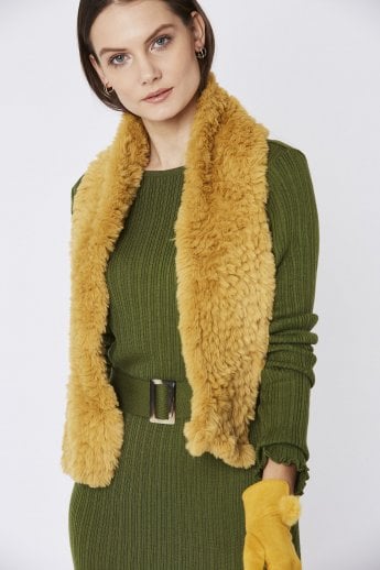 Yellow Faux Fur Scarf