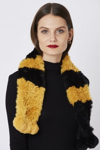 Yellow Faux Fur Scarf