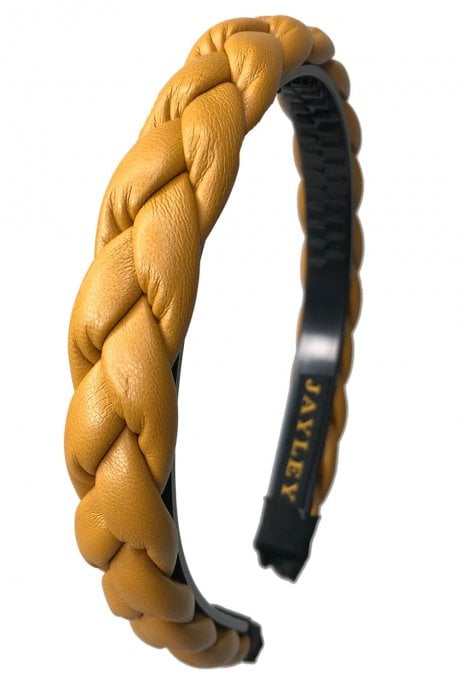 Yellow Faux Leather Plait Headband