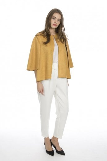 Yellow Faux Suede Cape Jacket