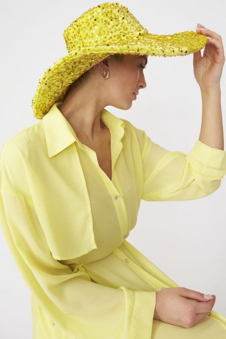 Yellow Sequin Handmade Flapper Hat