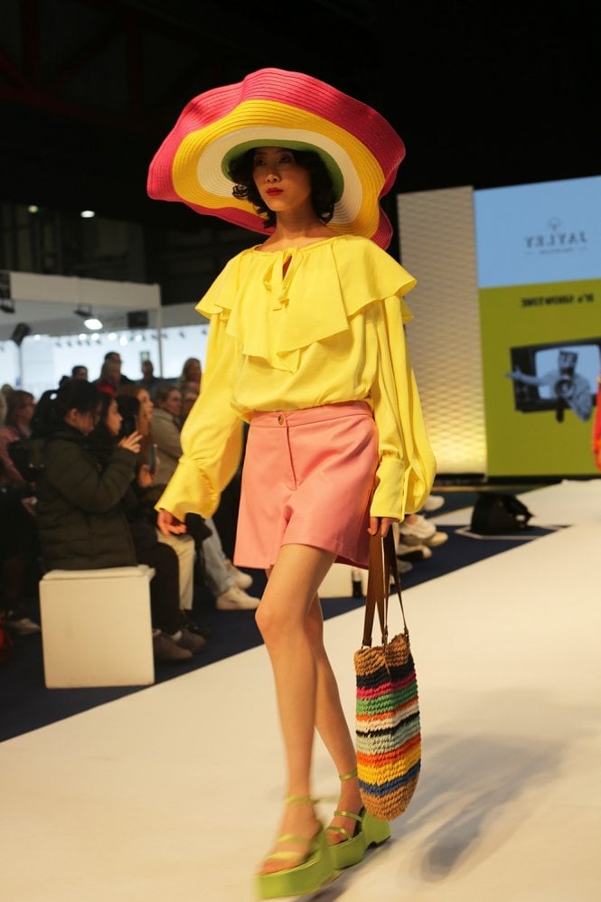 JAYLEY Yellow Silk Blend Ruffle Shirt