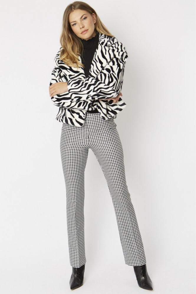 JAYLEY Zebra Print Faux Fur Jacket 