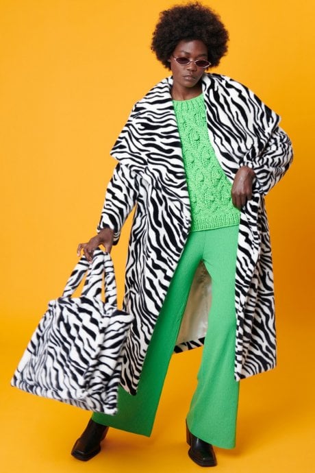 Zebra Print Faux Fur Tote Bag