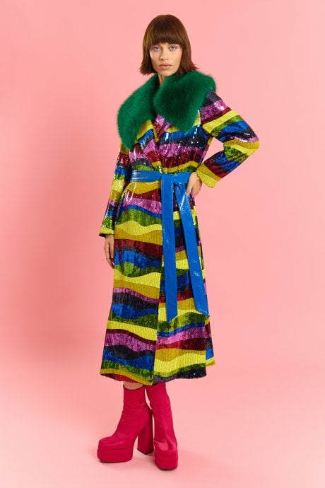 Bamboo Sequins Trench Coat 