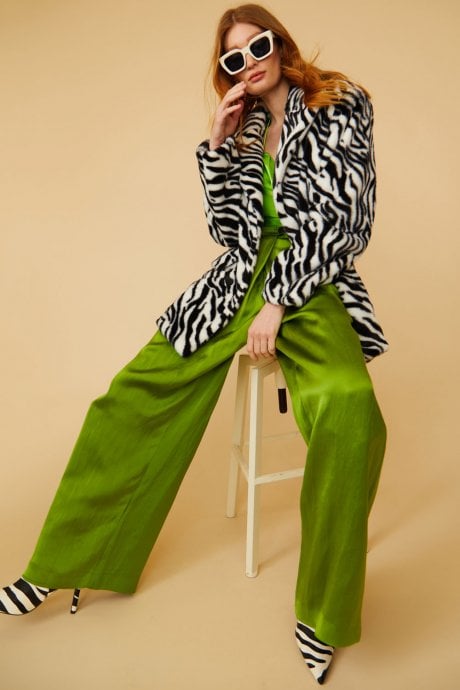 Trending Zebra Print softest Faux Fur Oversized Coat Fully Lined with Deep Pockets